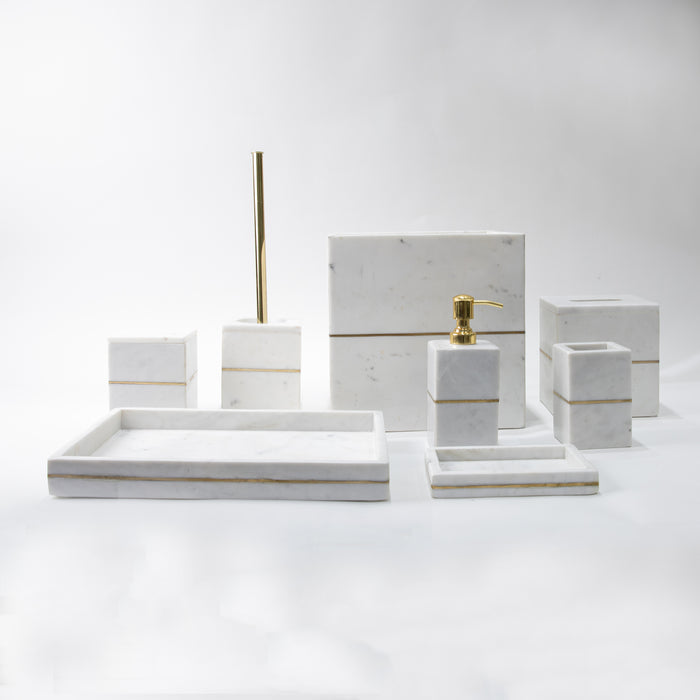 AS-8PCS BATHROOM SET INLAY WHITE/NATURAL (264846582)