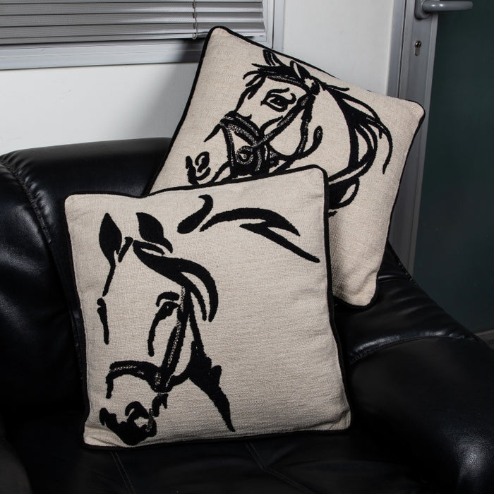 CUSHION HORSE NTRL/BLACK 45X45 (327131004)