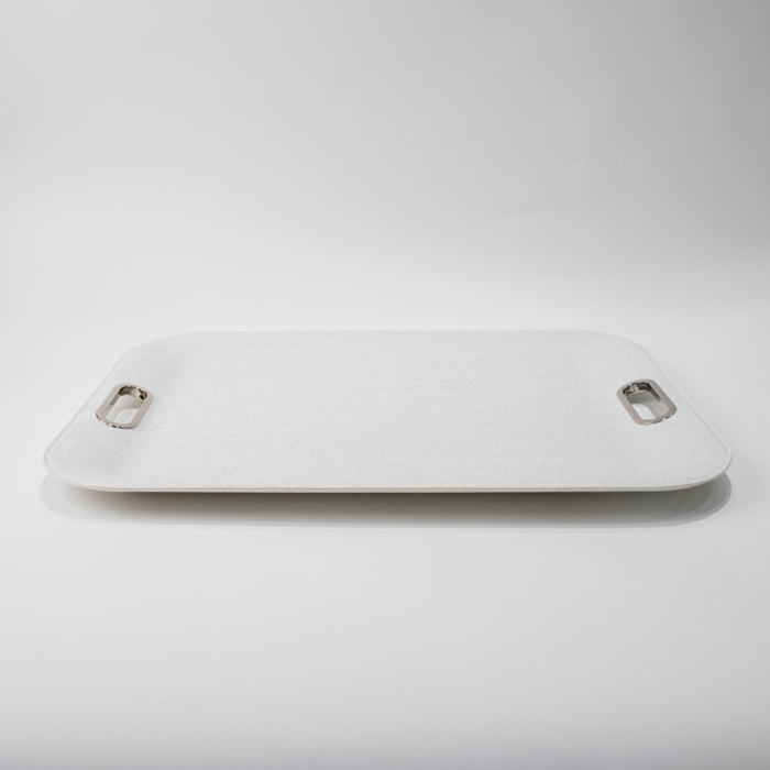 PLASTIC TRAY LARGE WITH HANDLE BRAID WHITE 55CMX40CM (202107458)