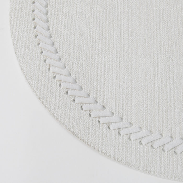 ROUND PLACEMAT W/BAND BRAID WHITE (202055055)