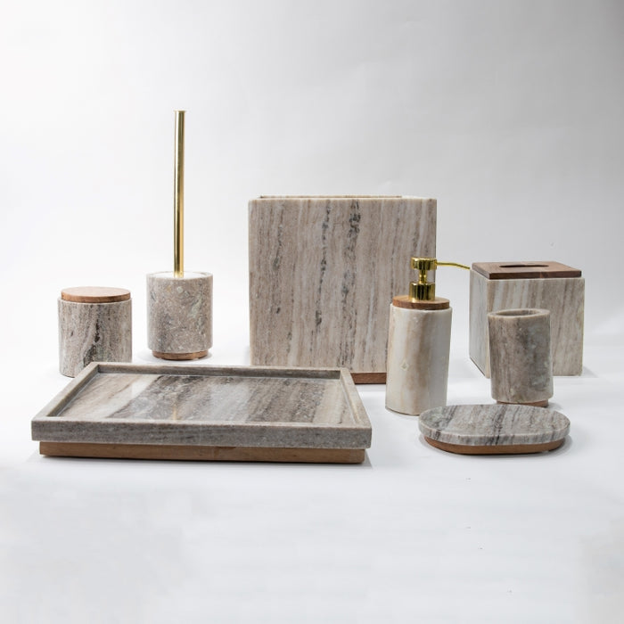 AS-8PCS BATHROOM SET BROWN BEIGE/NA (264846586)