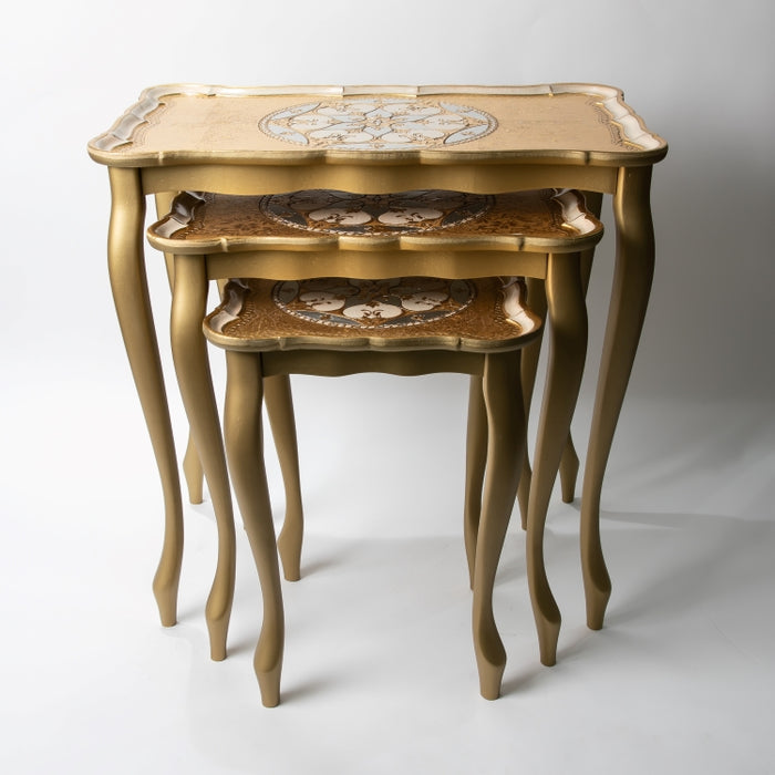 FALCONIERI WOODEN SET/3PCS TABLE GOLD/IVR (202107442)