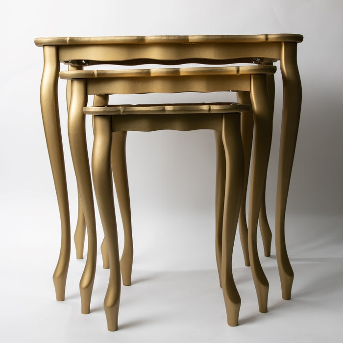 FALCONIERI WOODEN SET/3PCS TABLE GOLD/IVR (202107442)