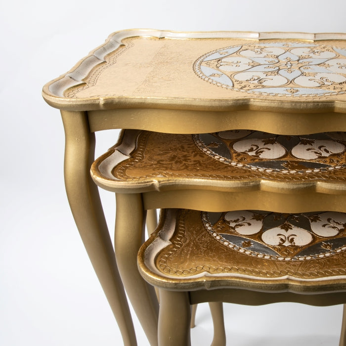 FALCONIERI WOODEN SET/3PCS TABLE GOLD/IVR (202107442)
