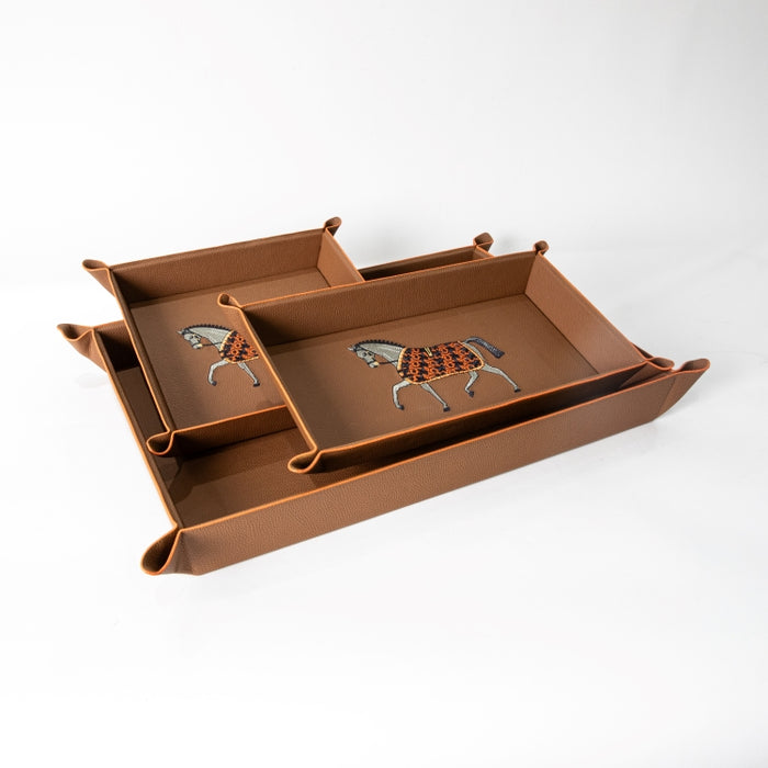 VALET TRAY LARGE WITH EMBROIDERY HORSE 48CMX35CM (202042183)