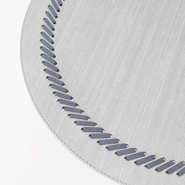 RND PLACEMAT W/BAND SILK SILVER (202055090)