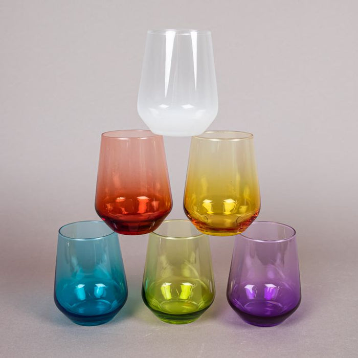 GLASS 6PCS ASSORTED PASTEL COLORS 425ML (202016135)