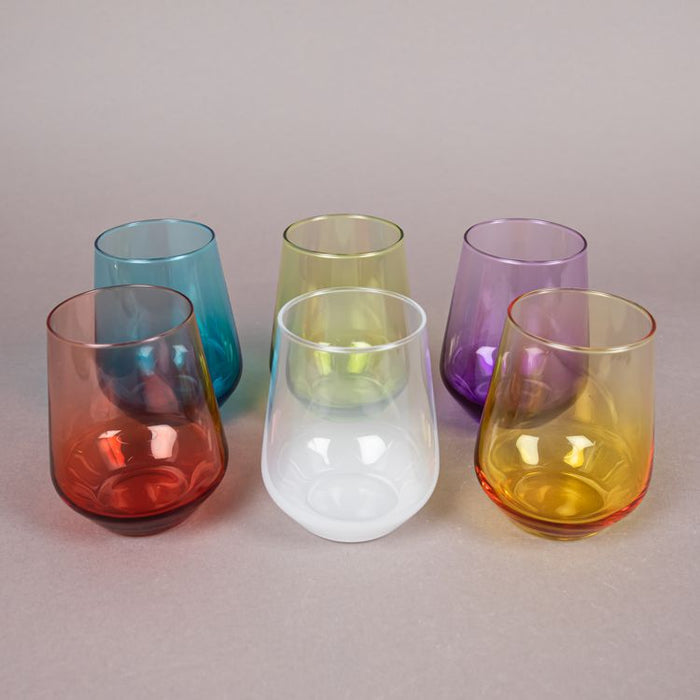 GLASS 6PCS ASSORTED PASTEL COLORS 425ML (202016135)