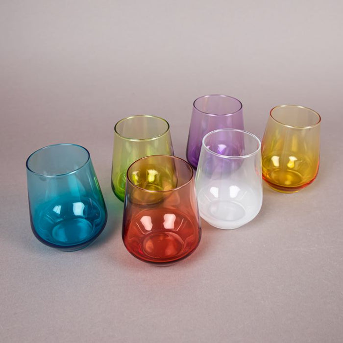 GLASS 6PCS ASSORTED PASTEL COLORS 425ML (202016135)