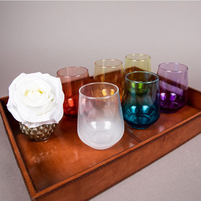 GLASS 6PCS ASSORTED PASTEL COLORS 425ML (202016135)