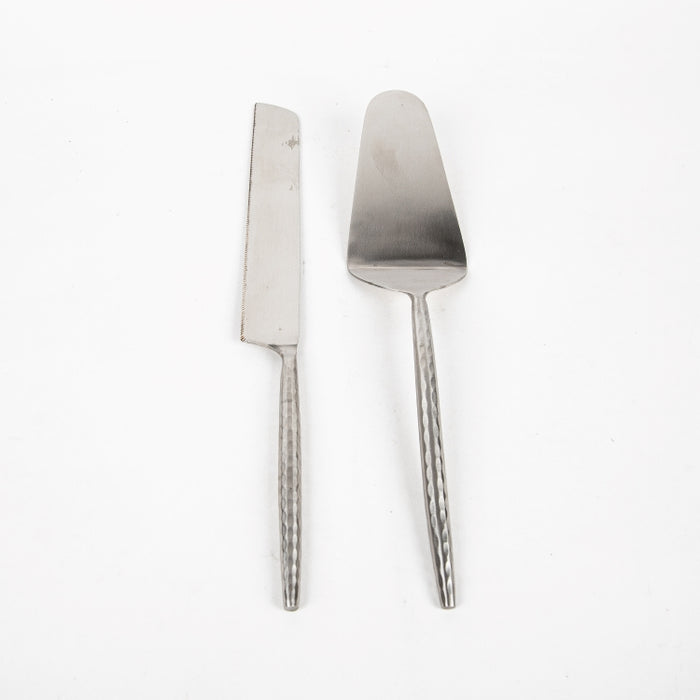 HAMMERED 2PC CAKE SERVER SILVER (202061238)