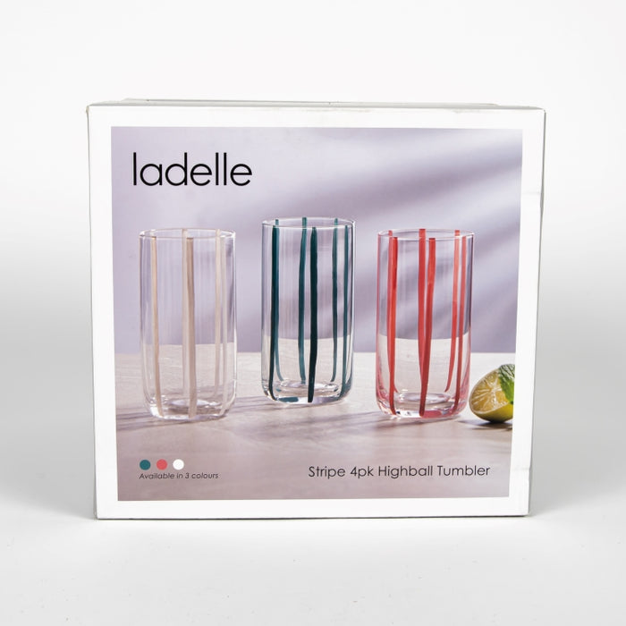 STRIPE 4PCS HIGHBALL TUMBLR WHITE (202016458)
